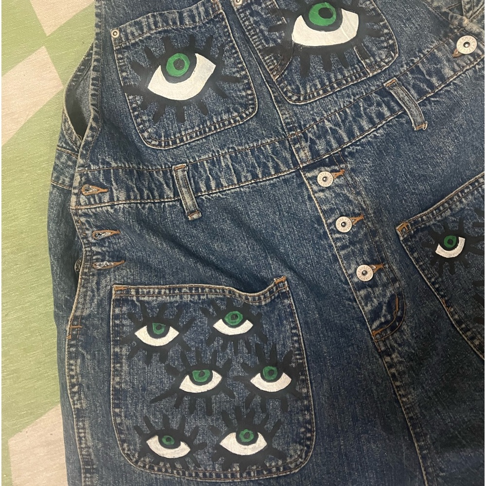Hand painted Eyeball Short Overalls
